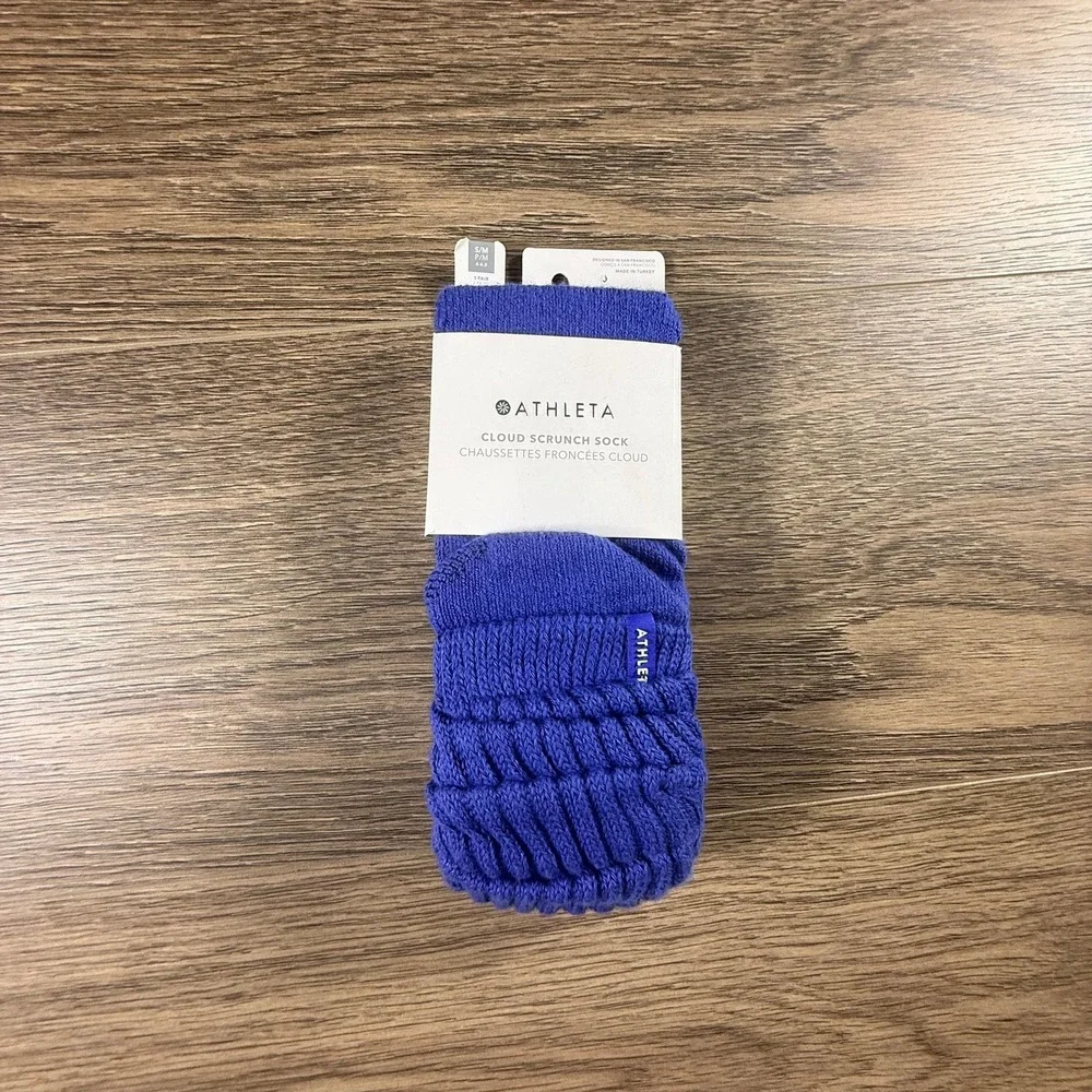 Athleta Cloud Scrunch Socks Periwinkle Organic Cotton Blend S/M NEW